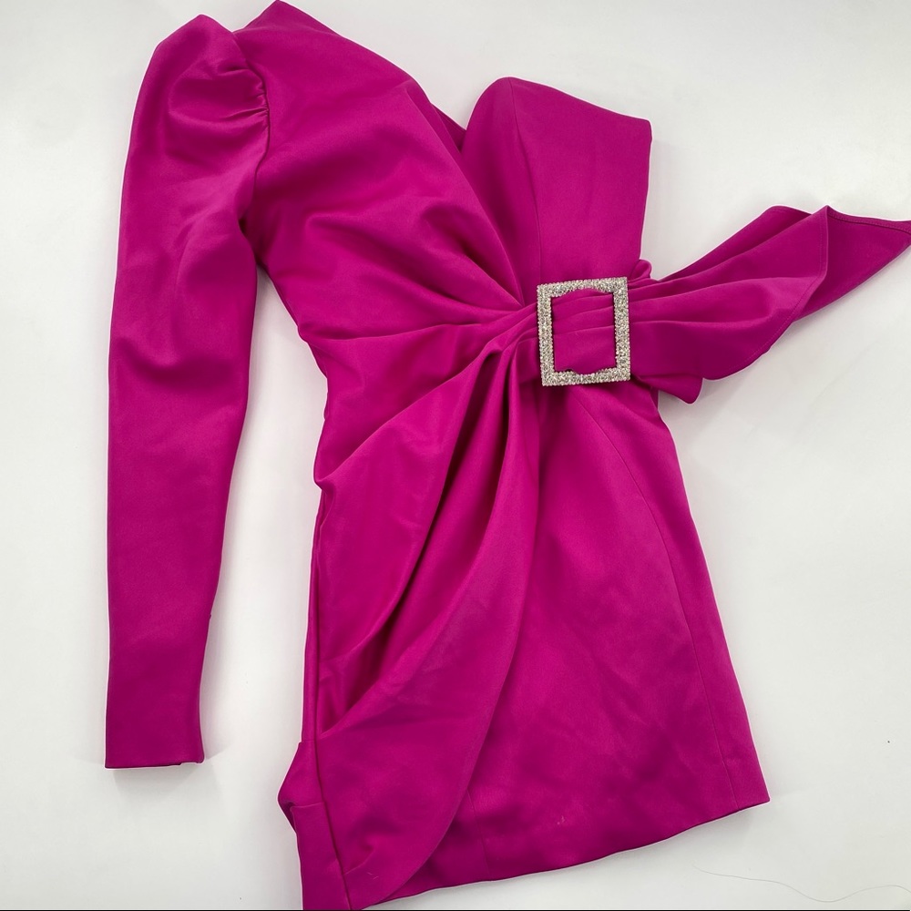 House of CB London Hot Pink Dress One Shoulder